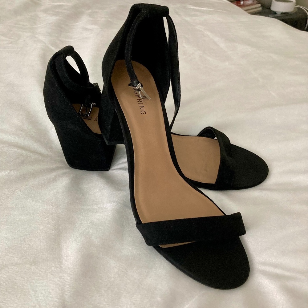 Black Ankle Strap block heels